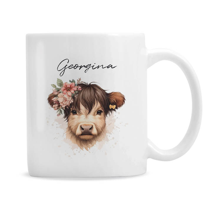 Personalised Highland Cow Mug - Girl