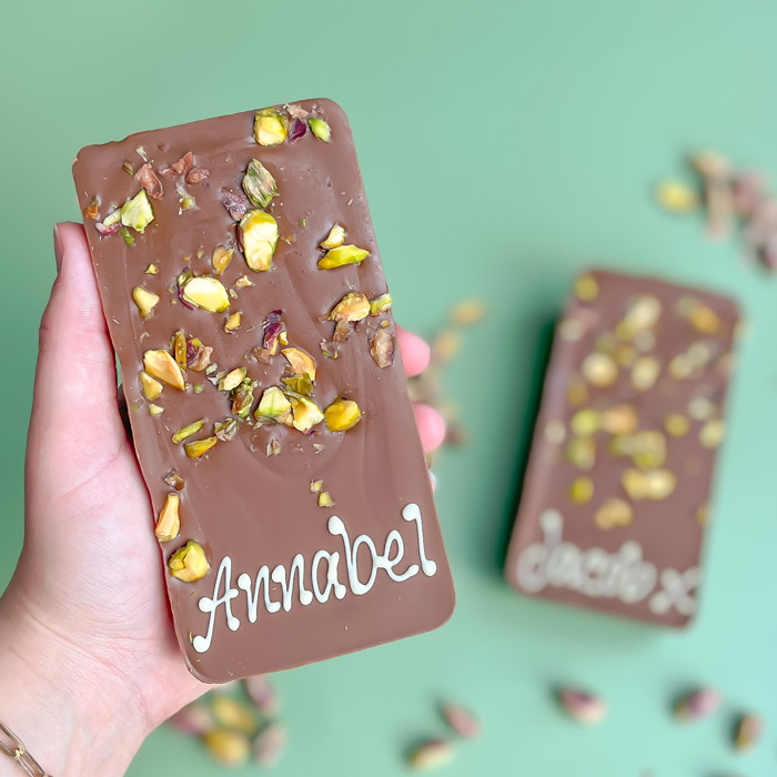 Personalised Viral Pistachio and Crispy Kunafa Chocolate Bar Twin Pack