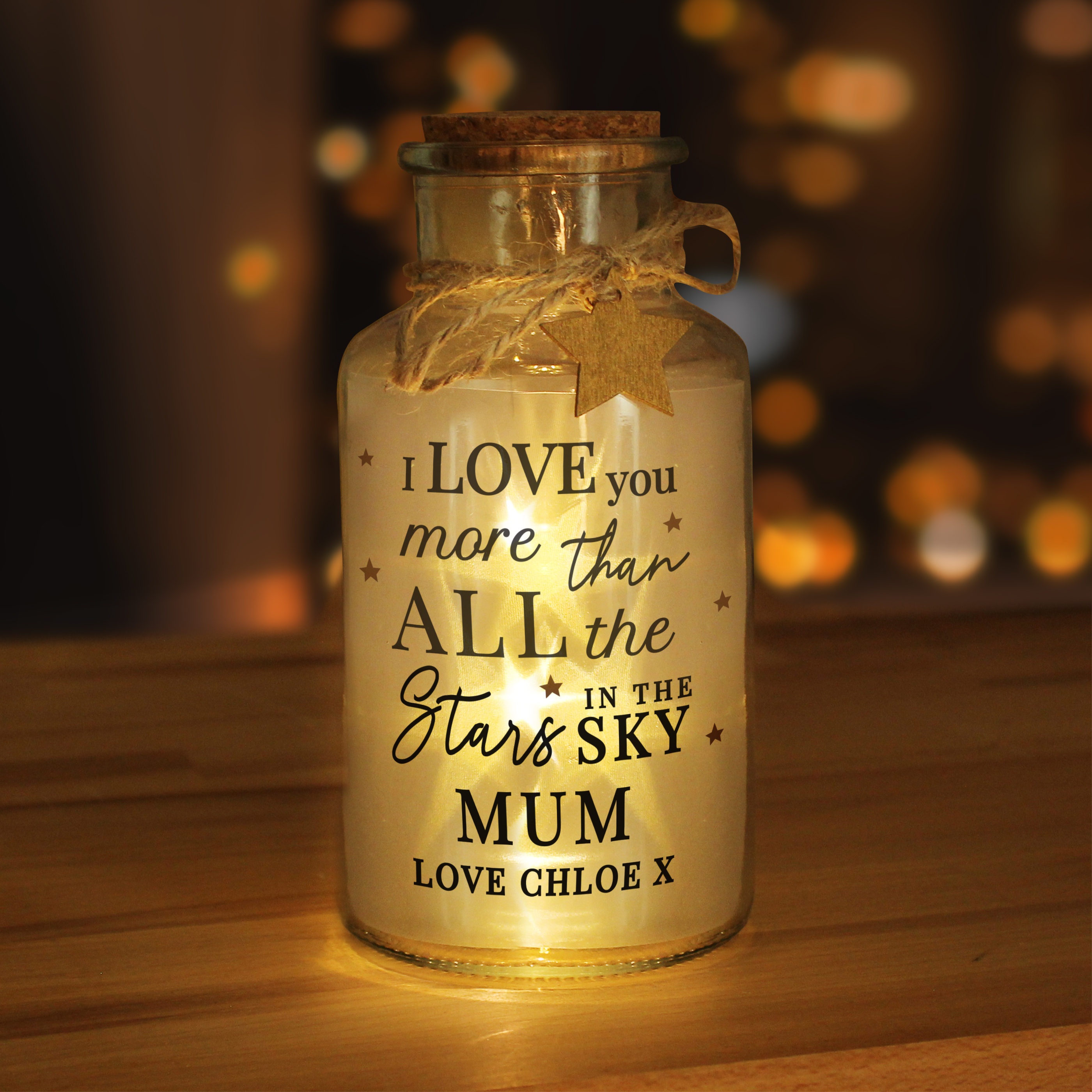 Personalised I Love You More LED Jar