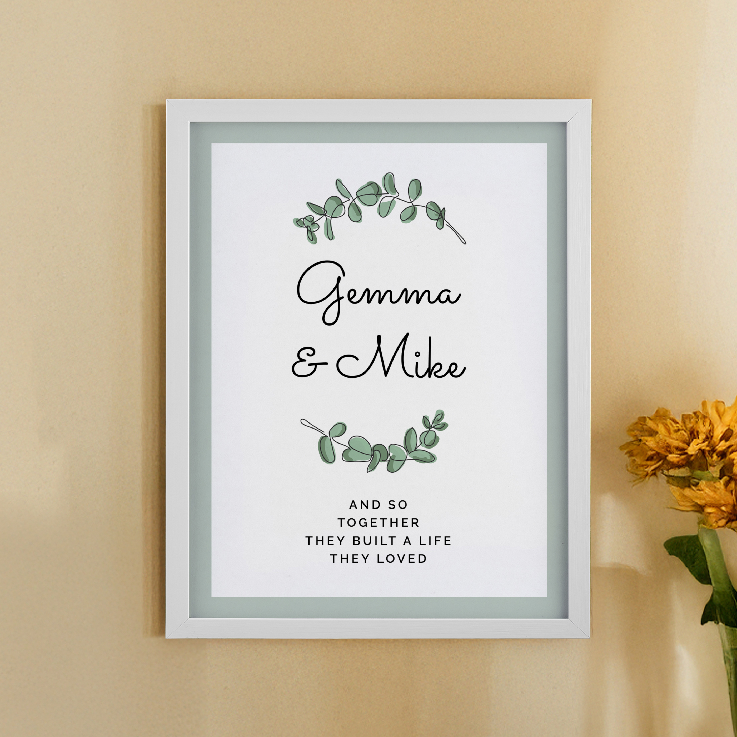 Personalised Botanical A4 White Framed Print