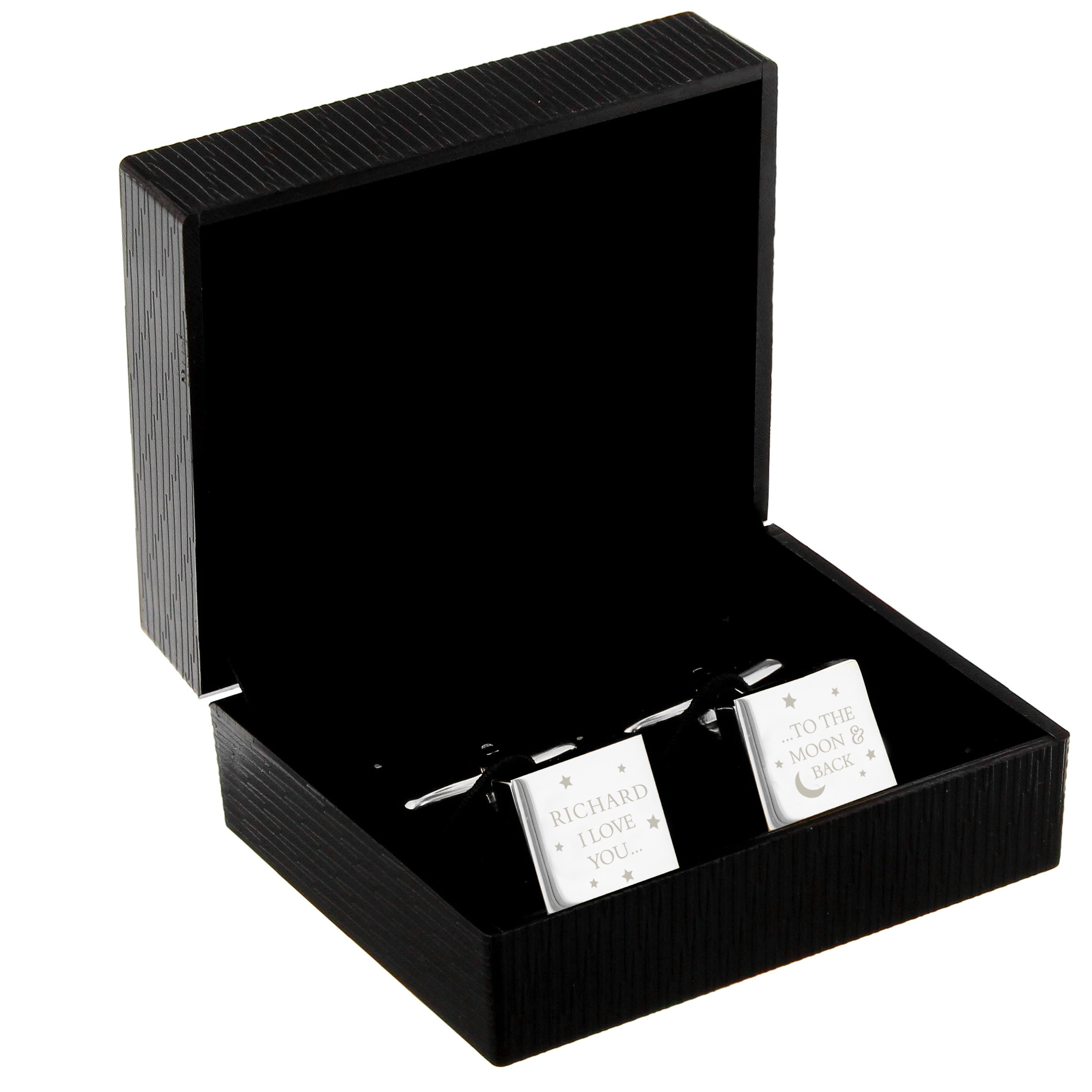 Personalised To The Moon and Back Silver Cufflink