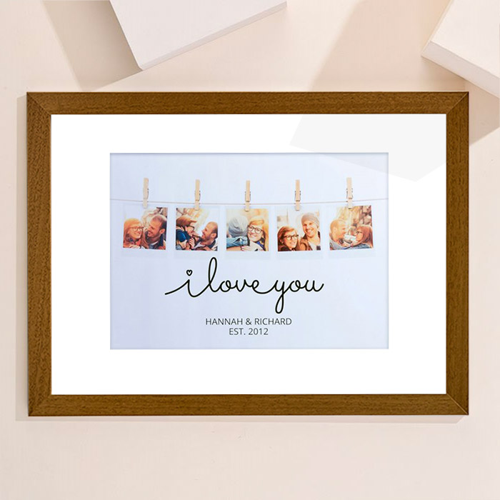 Photo Upload Framed Print - I Love You Polaroid