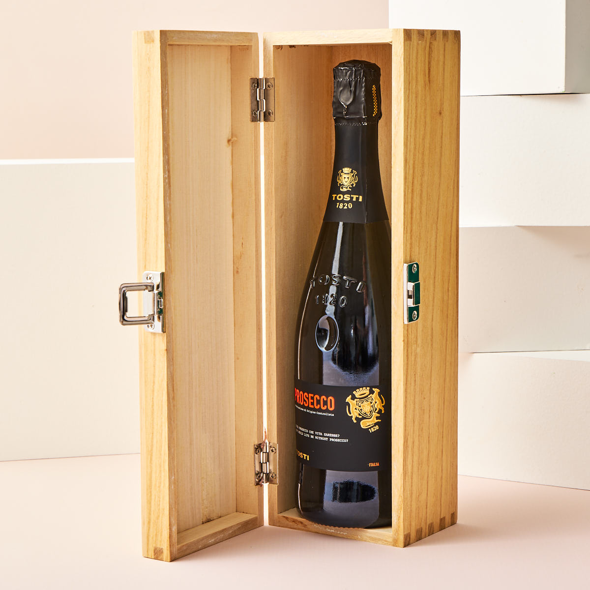 Engraved Wooden Box With Luxury Prosecco - Here's To Love