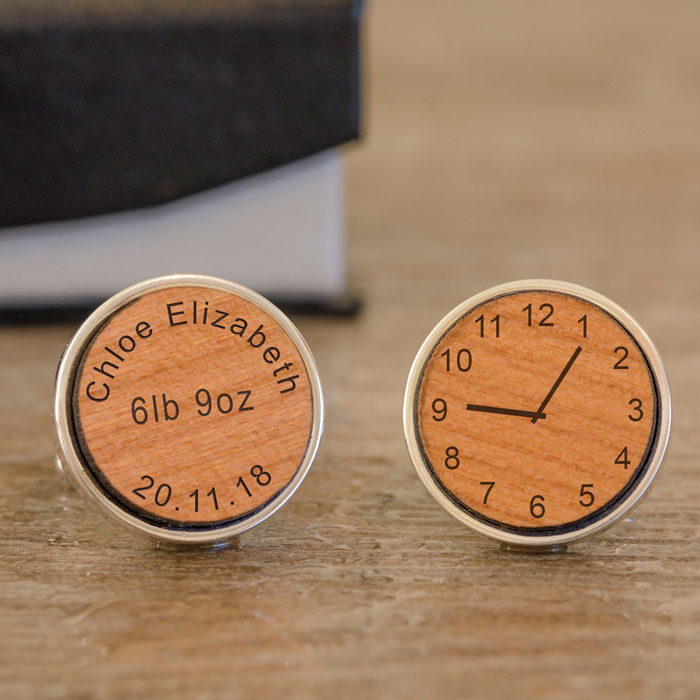 Personalised New Baby Wooden Cufflinks