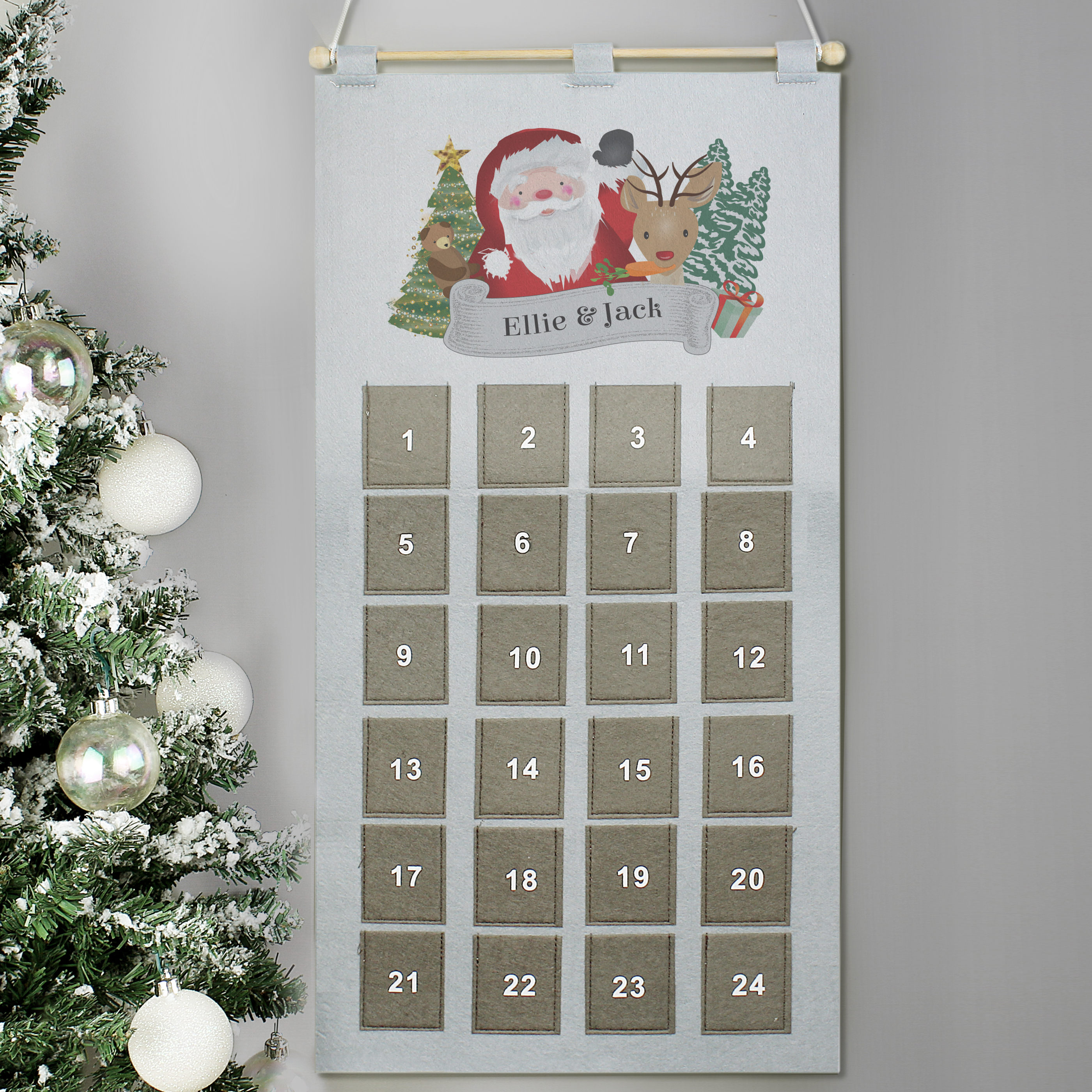 Personalised Santa Advent Calendar In Silver Grey