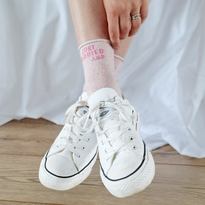 Personalised Glitter Socks Just Married