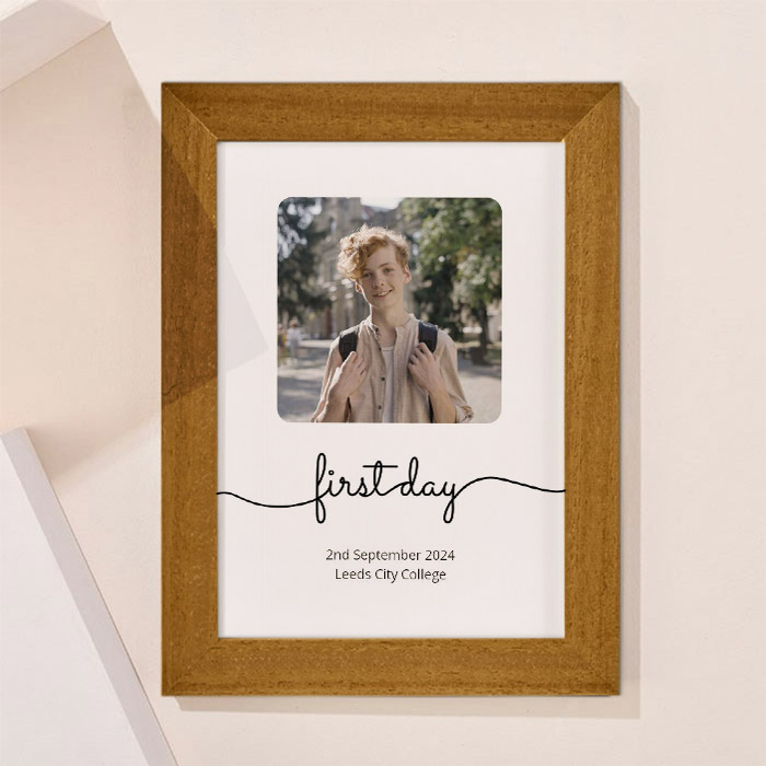 Photo Upload Framed Print - First Day of College