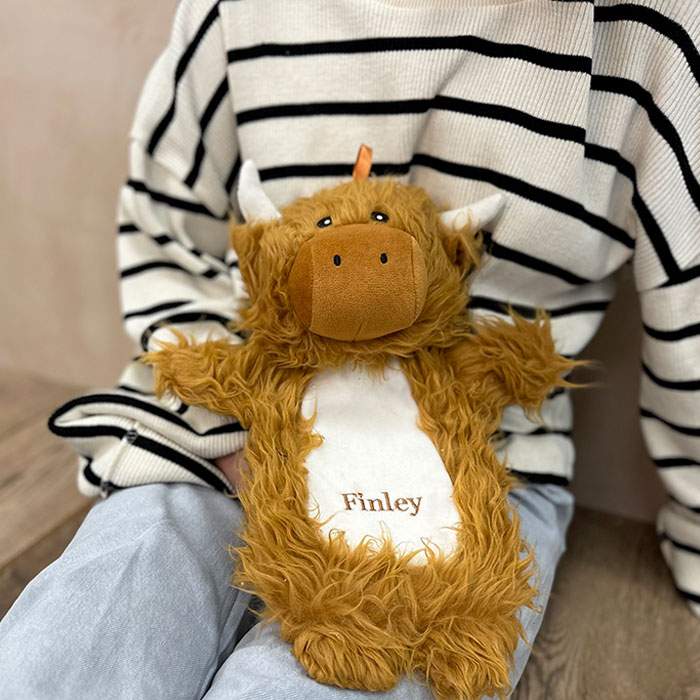 Personalised Highland Cow Hot Water Bottle