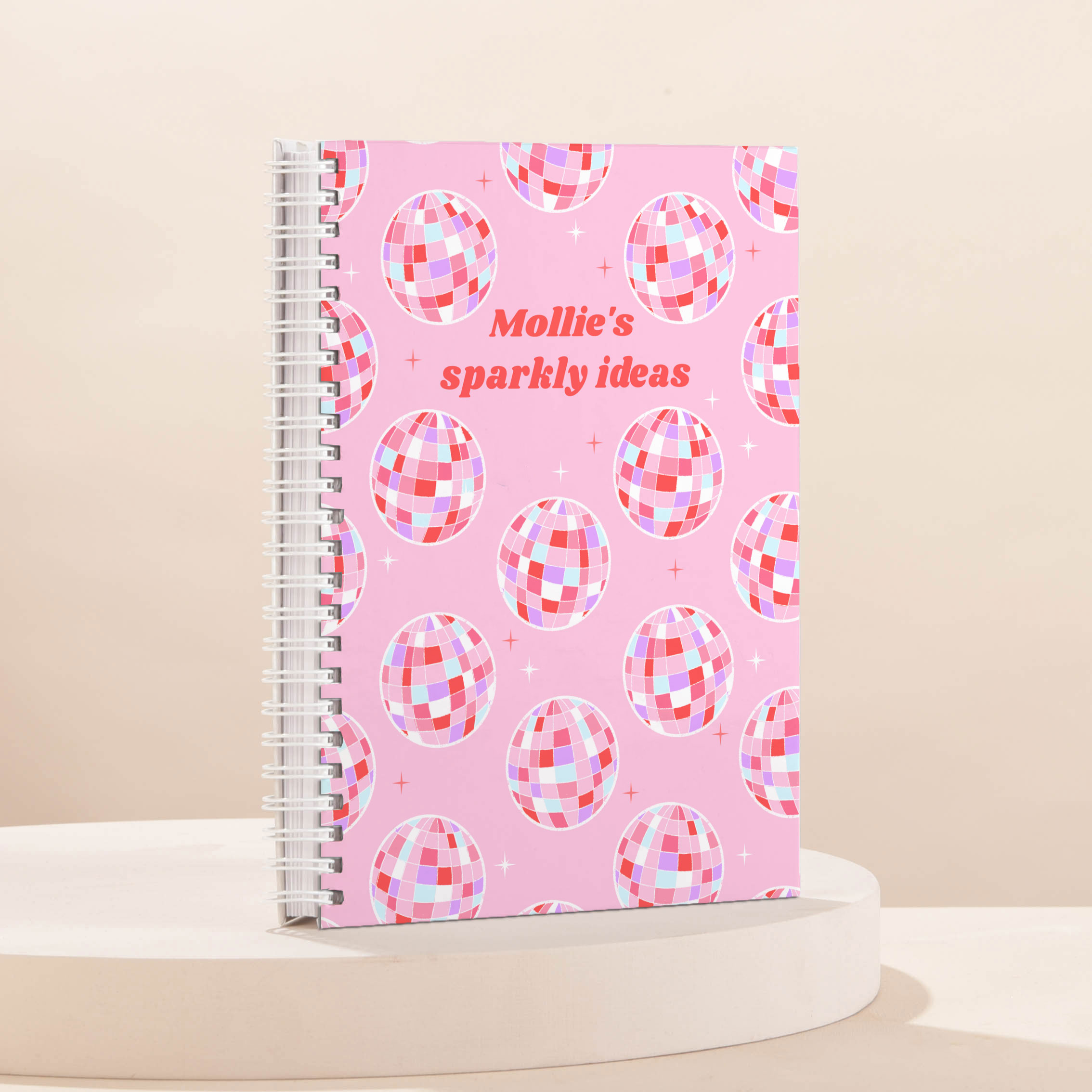 Personalised Pink Disco Ball Notebook - Sparkly Ideas