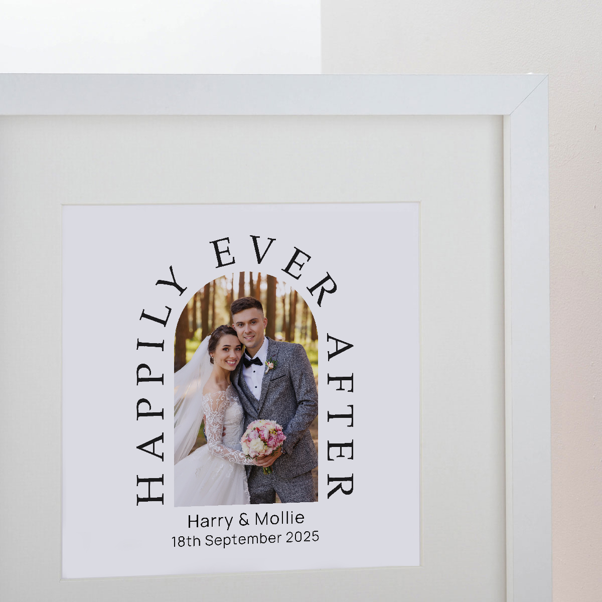 Photo Upload Square Framed Wall Art Print - Happily Ever After