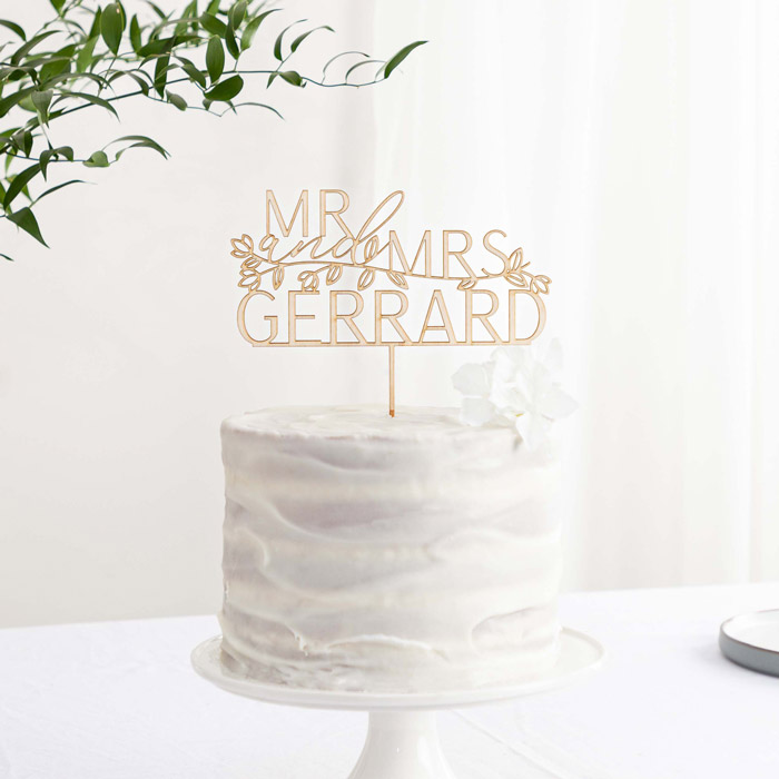 Personalised Mr & Mrs Wedding Cake Topper