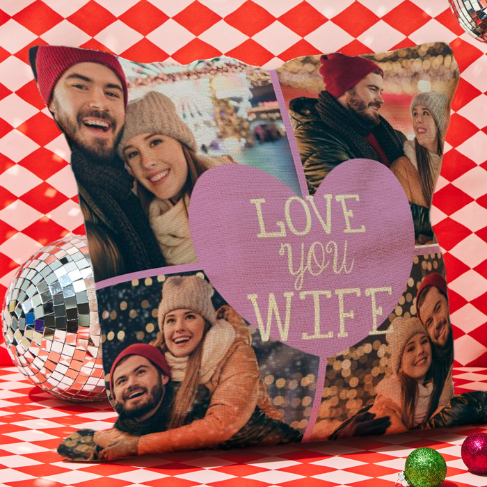 Multi Photo Christmas Cushion - Love You Wife