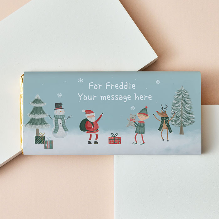 Personalised Chocolate Bar - Santa and Friends