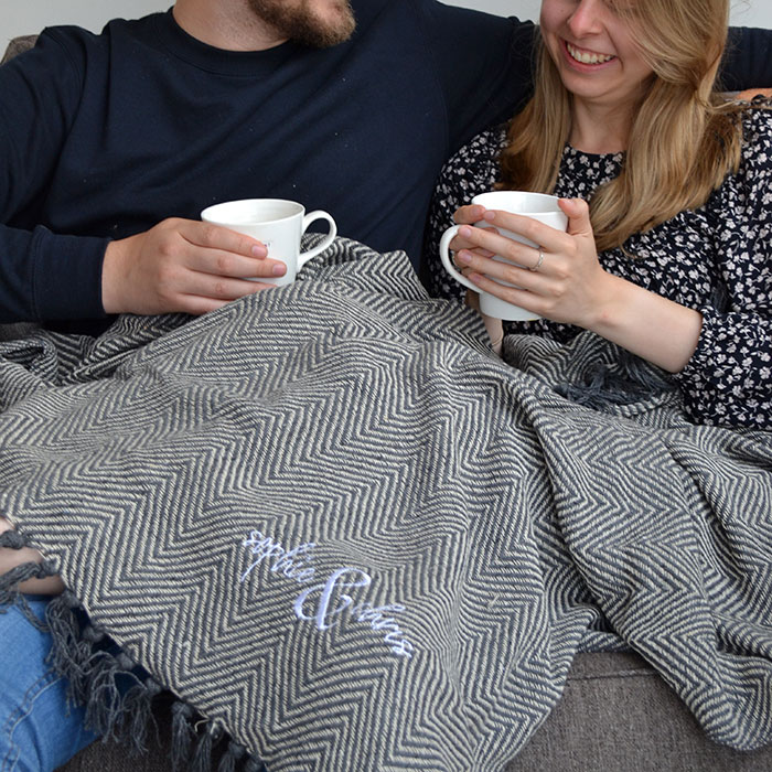 Embroidered Couples Blanket