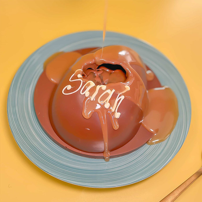 Personalised Brownie Bomb Egg with Hot Salted Caramel 