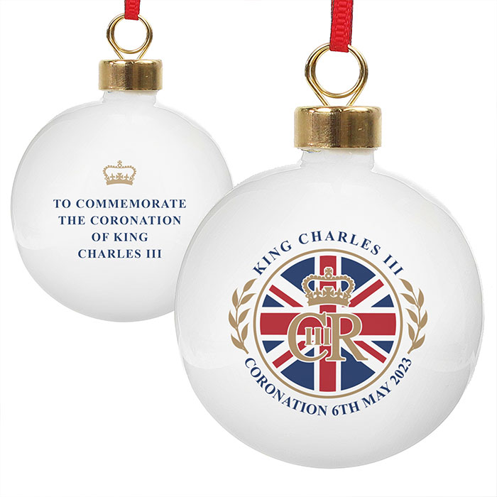 Personalised King Charles III Union Jack Coronation Commemorative Bauble