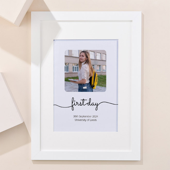 Photo Upload Framed Print - First Day of University