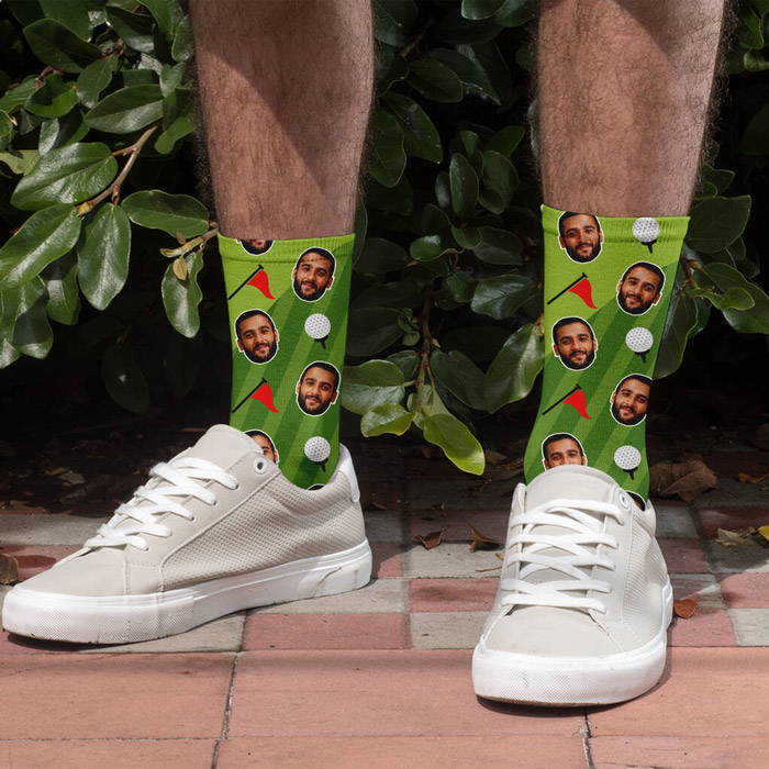 Personalised Golf Course Face Photo Socks - Men's