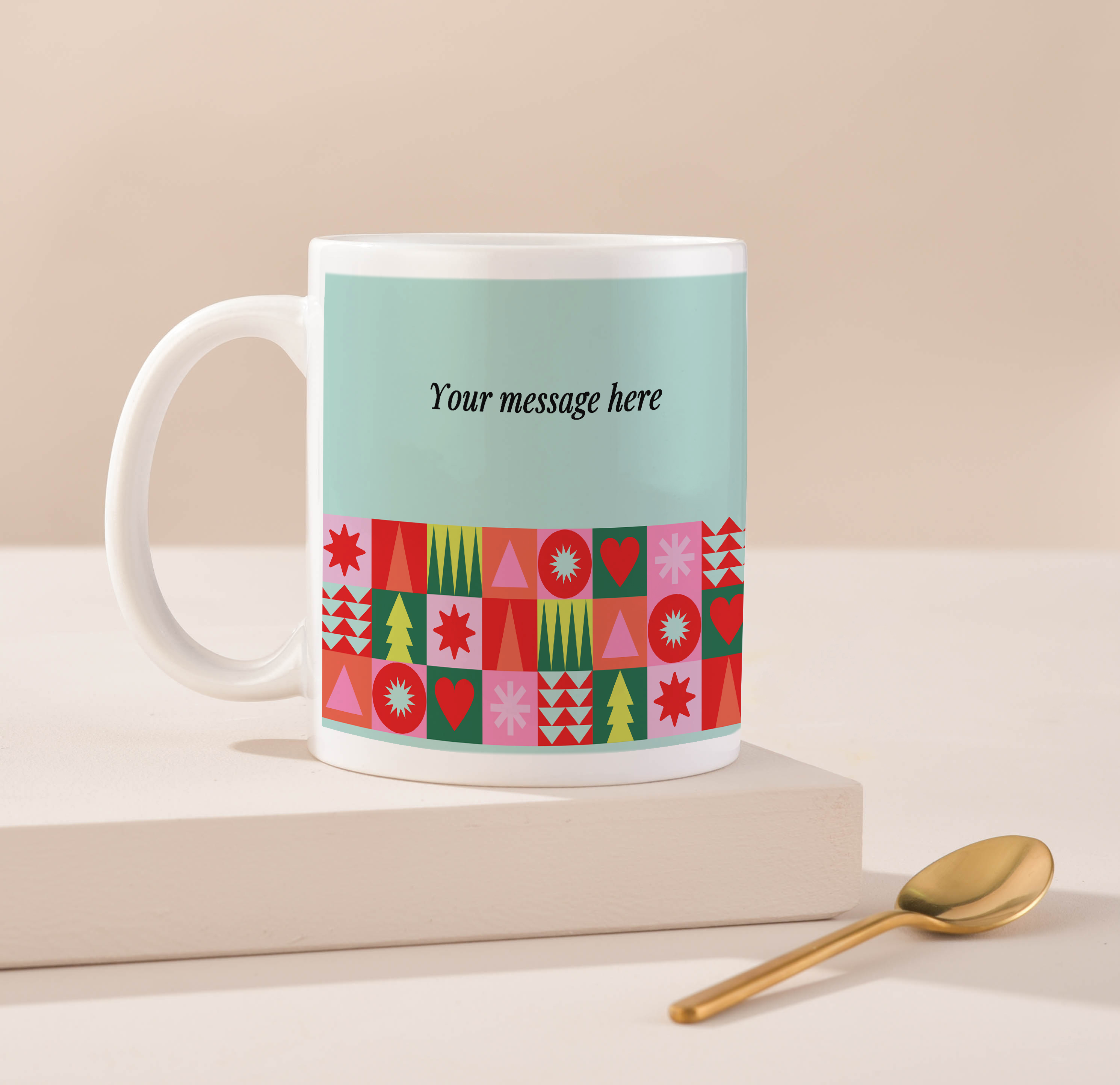 Personalised Mug - Festive Geometric Christmas