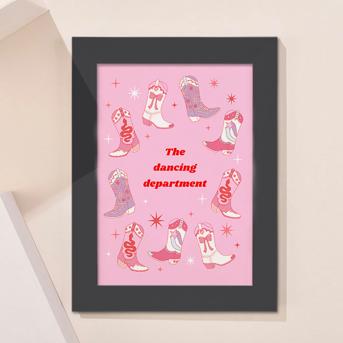 Personalised Pink Country Cowboy Boots Framed Print