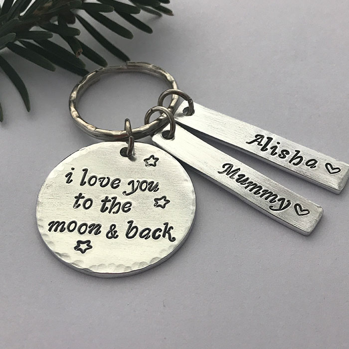 Personalised Aluminium Disc Keyring with Tags 