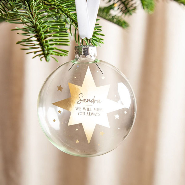 Personalised Foiled Star Memorial Bauble