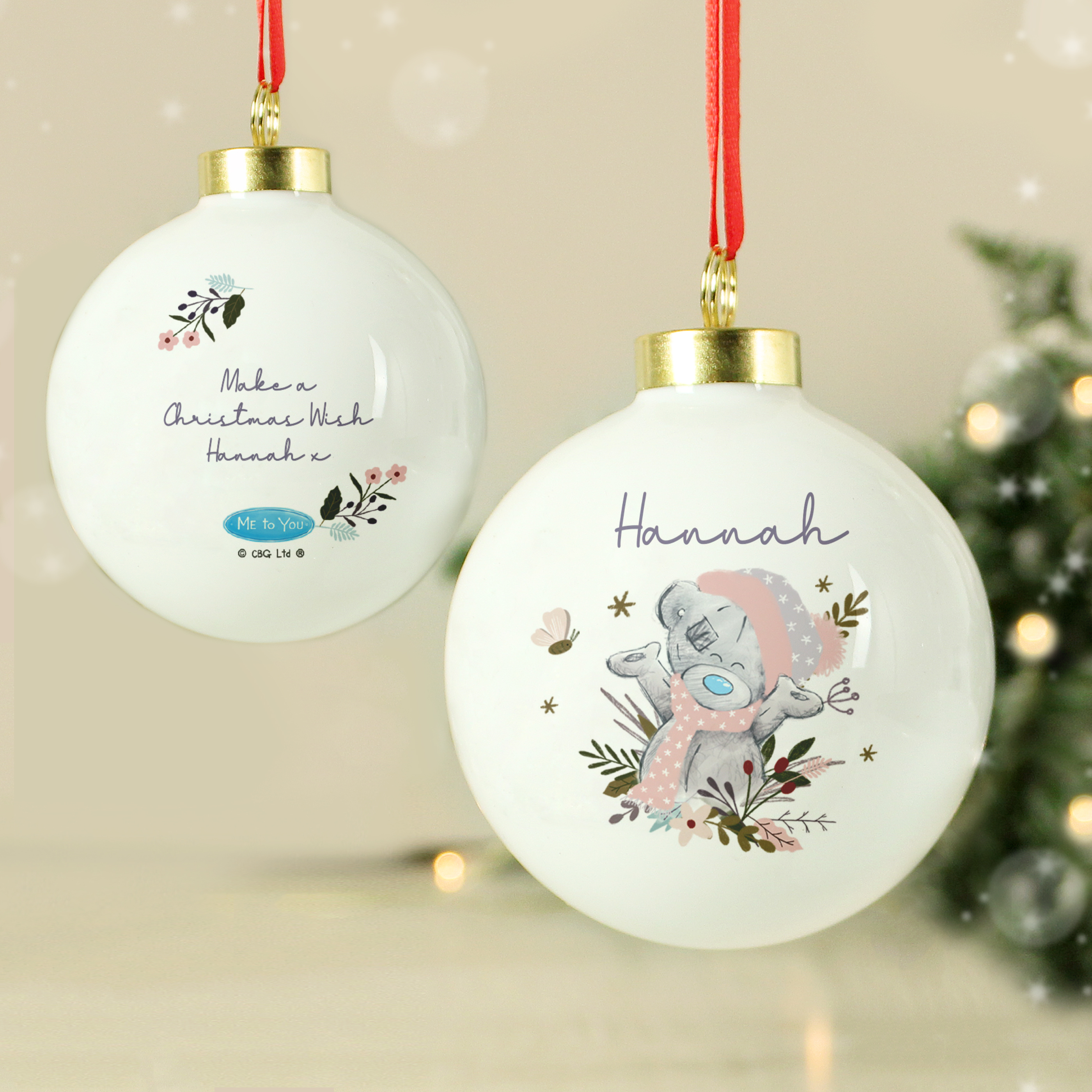 Personalised Me To You Tatty Teddy Cosy Winter Christmas Bauble