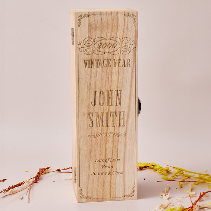 Engraved Wooden Box With Luxury Prosecco - Vintage Year