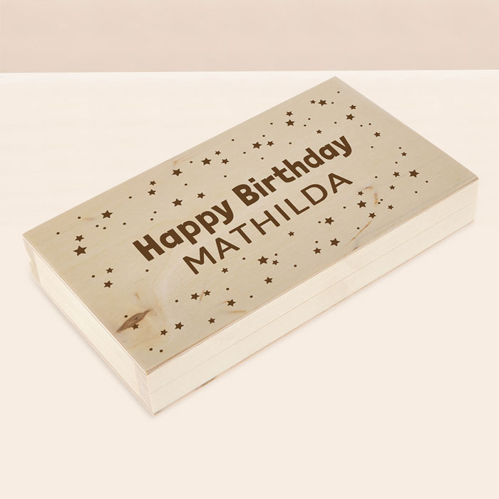 Personalised Wooden Happy Birthday Gift Holder