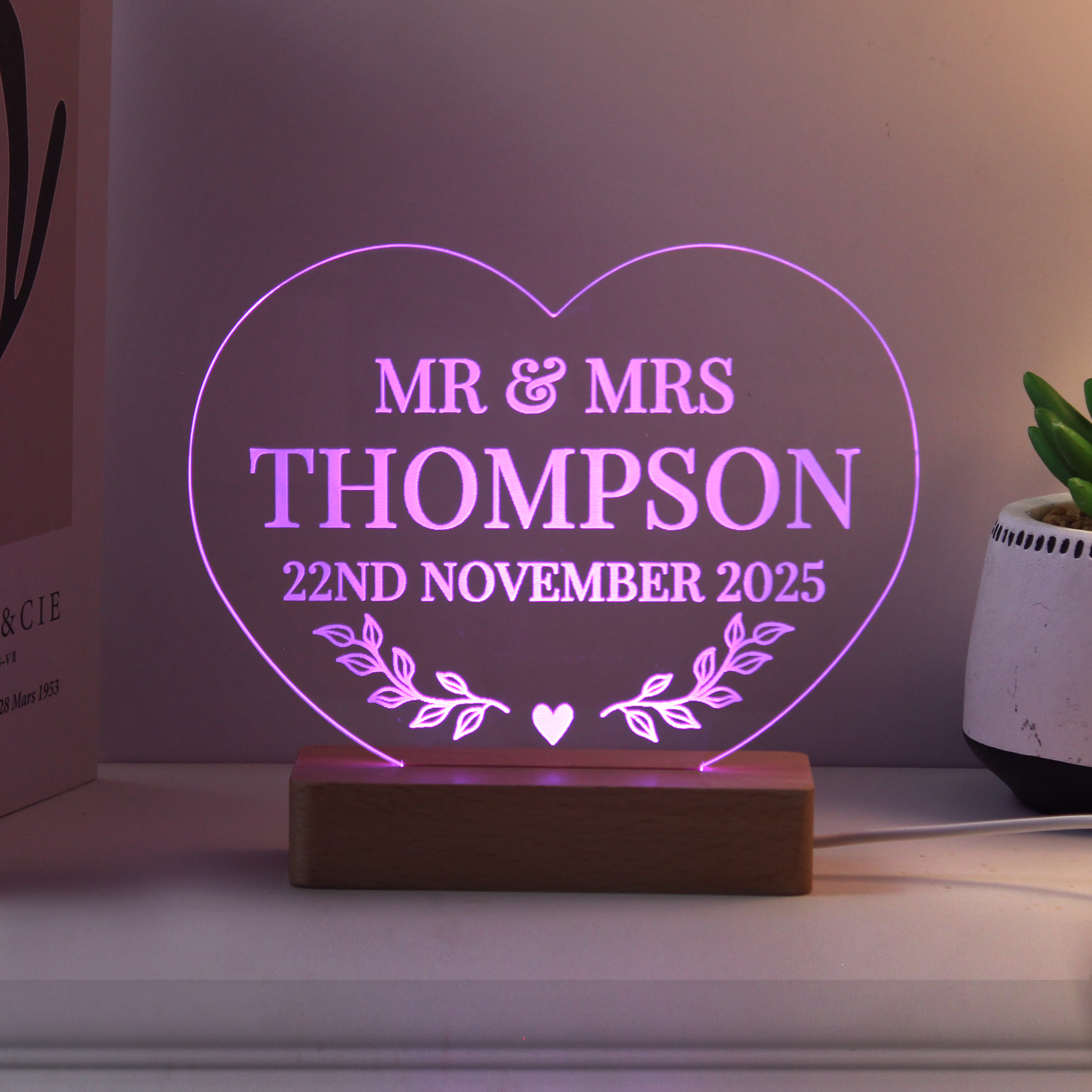 Personalised Heart Shape LED Light