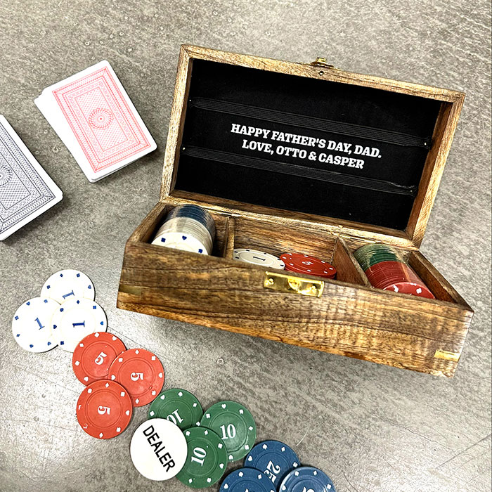 Personalised Hidden Message Wooden Poker Set