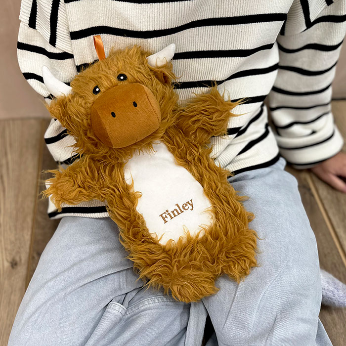 Personalised Highland Cow Hot Water Bottle