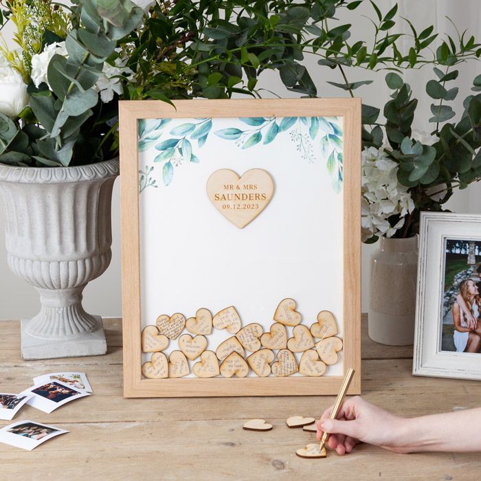 Personalised Wedding Drop Top Frame Guest Book - Green Eucalyptus