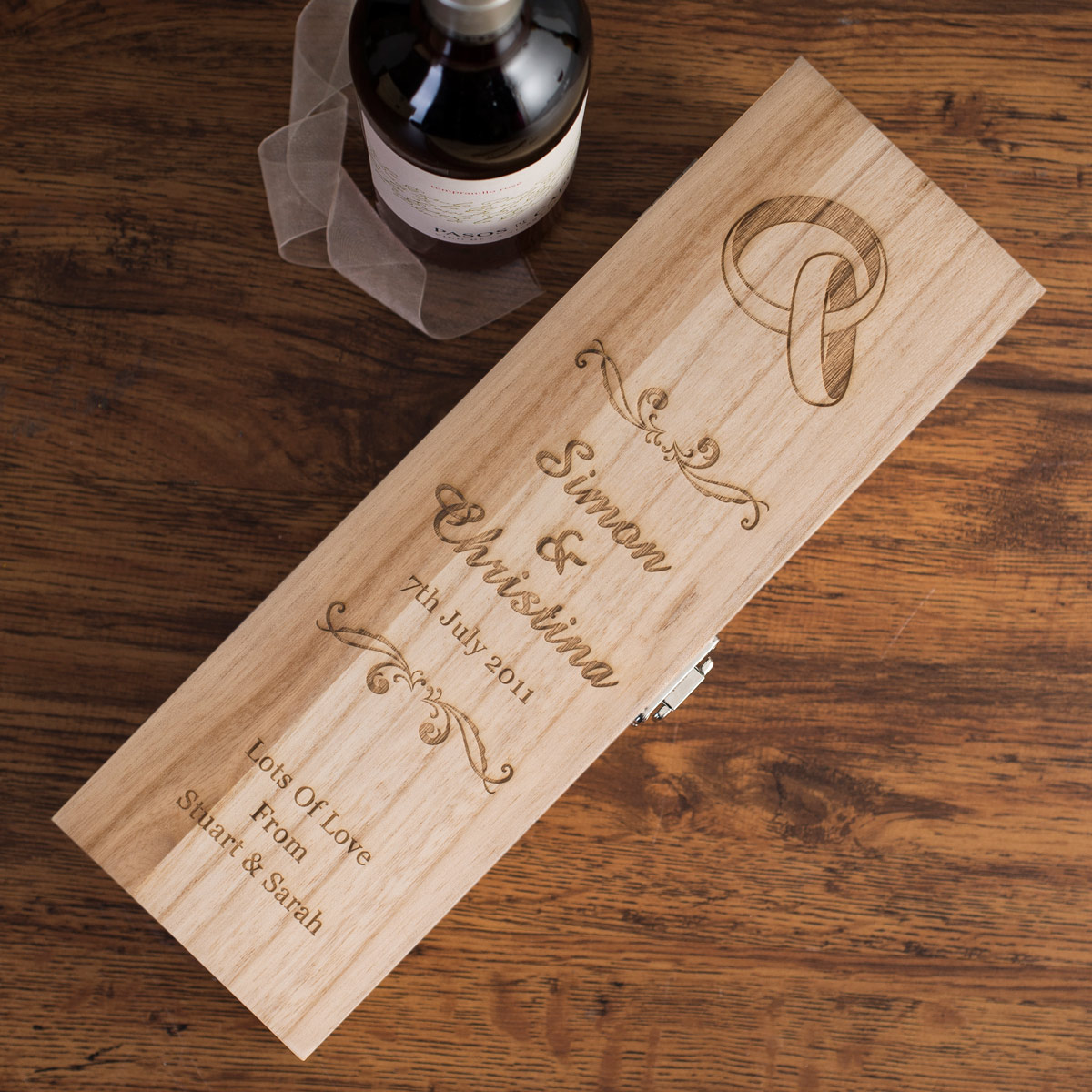 Personalised Glenfiddich Wooden Whisky Gift Box  - Wedding Rings