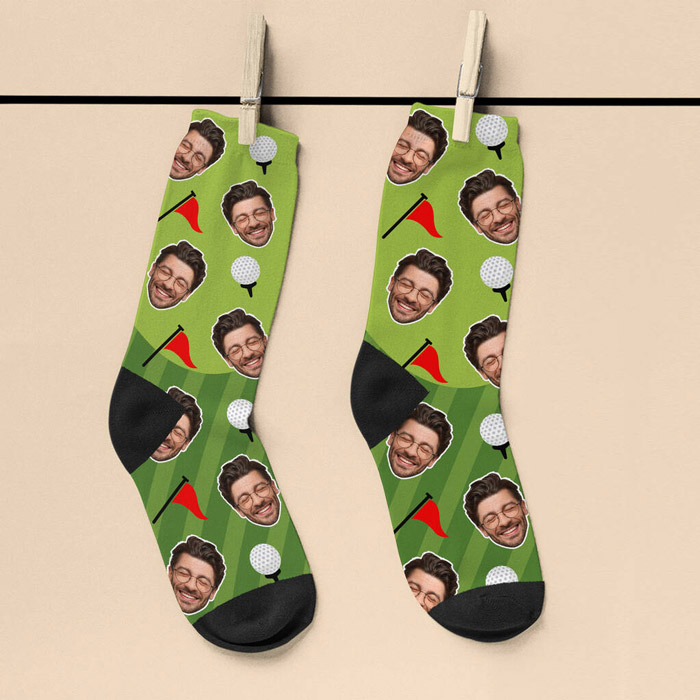 Personalised Golf Course Face Photo Socks - Men's