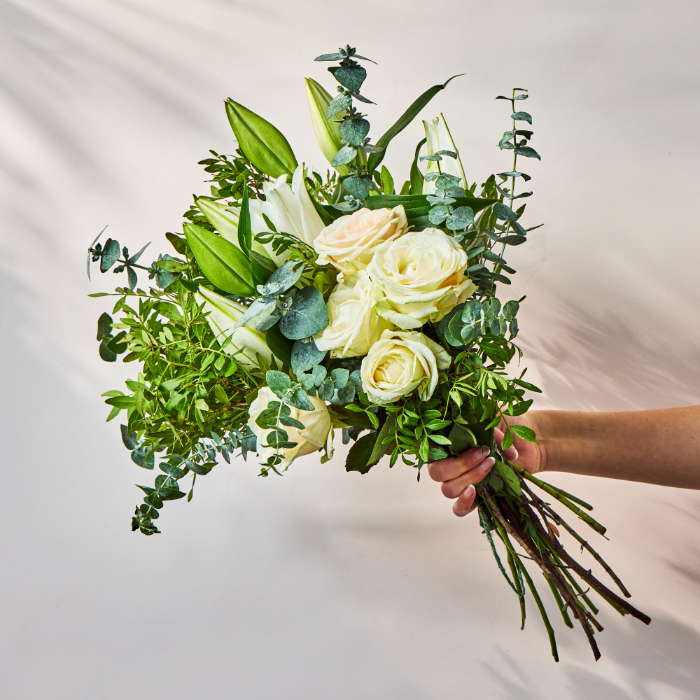 White Rose & Lily Flower Bouquet - FREE DELIVERY