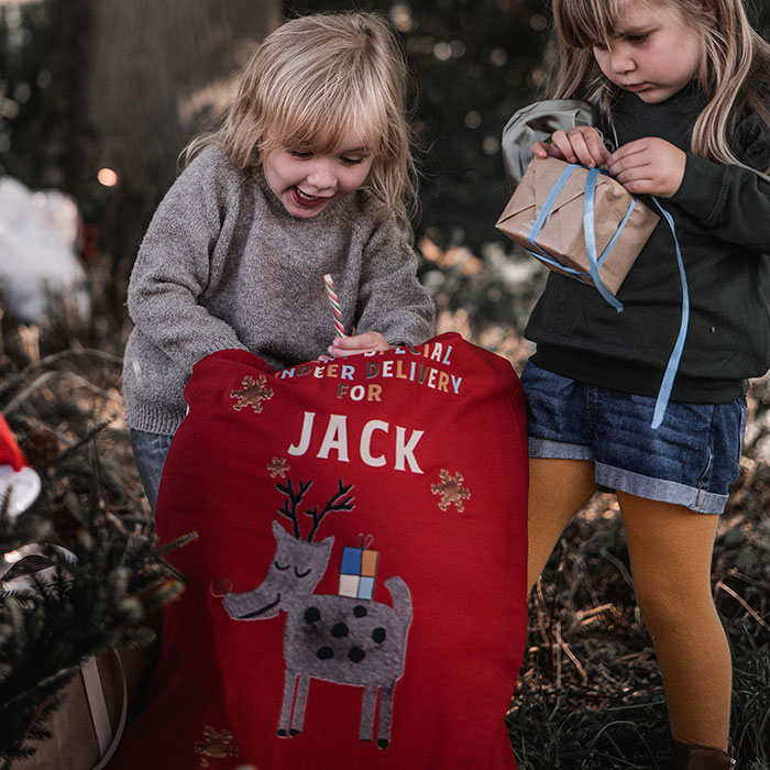 Personalised Red Reindeer Delivery Sack