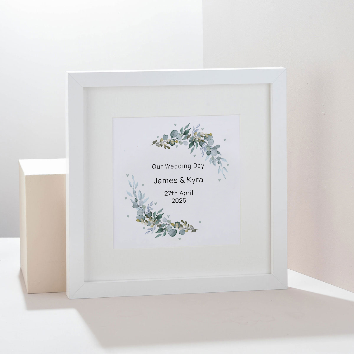 Personalised Square Framed Wall Art Print - Our Wedding Day
