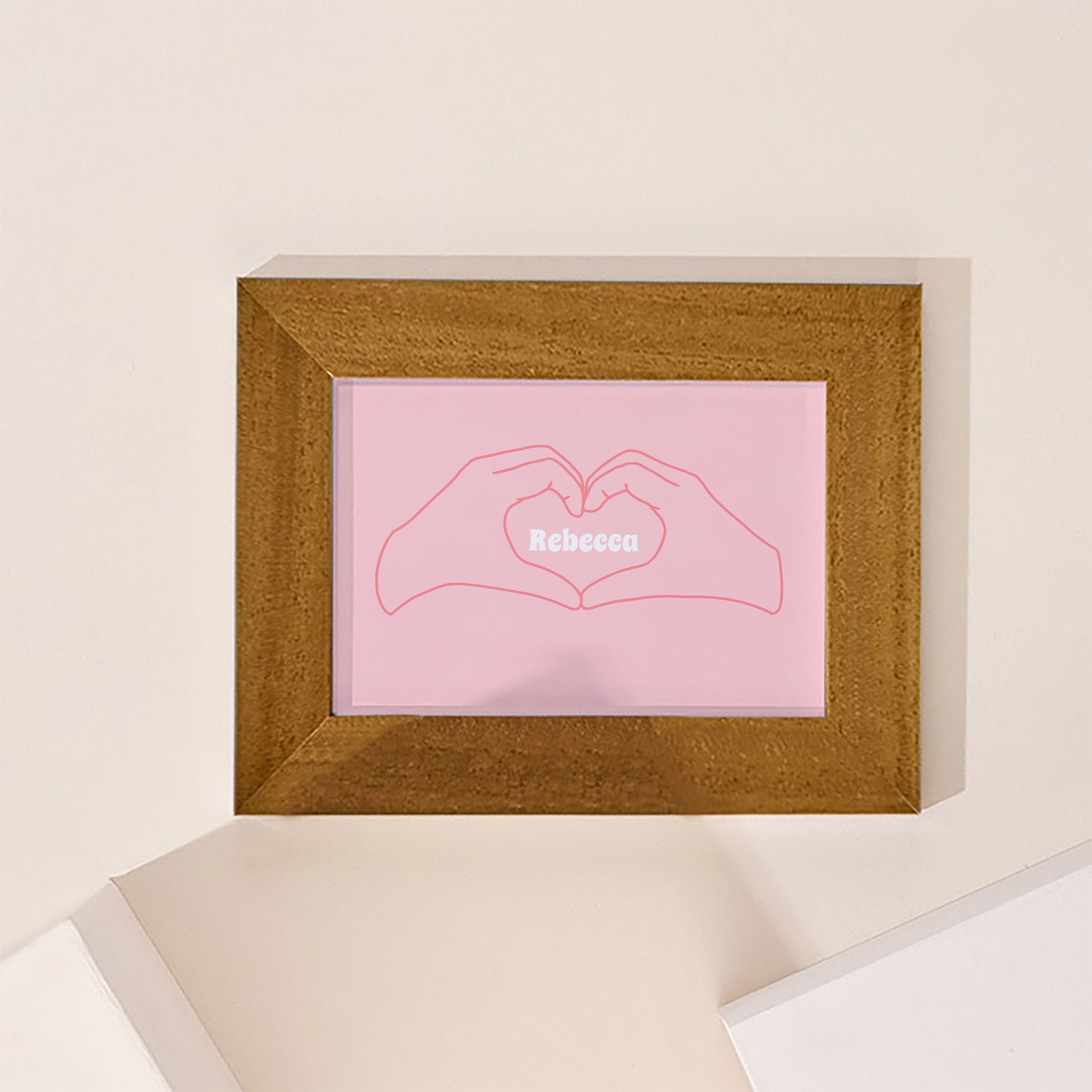 Personalised Pink Hand Heart Framed Print