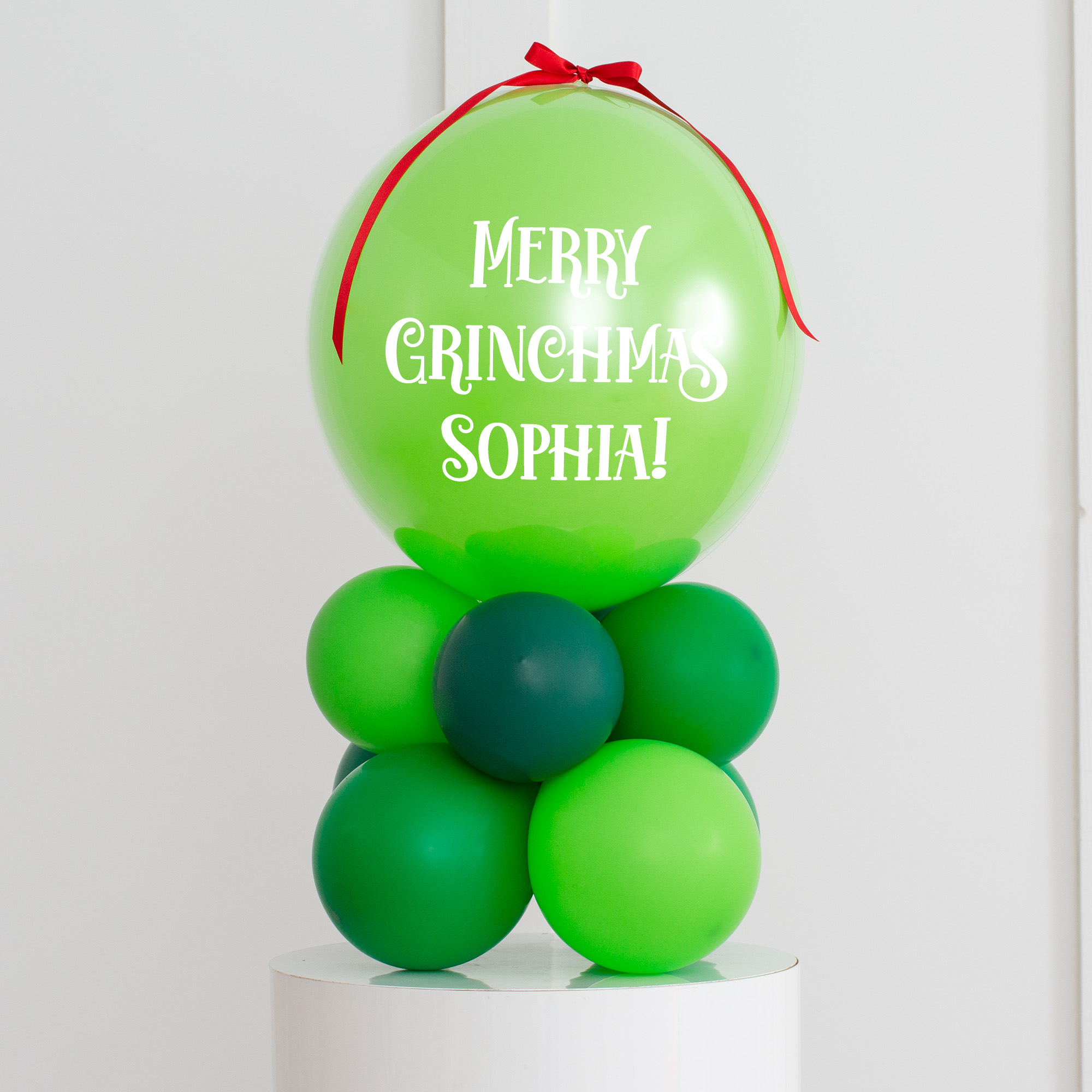 Personalised Christmas Grinch Themed Air-Filled Bubble Stack - FREE DELIVERY