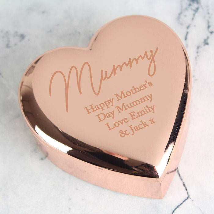 Personalised Exclusive Rose Gold Heart Trinket Box - Name & Message