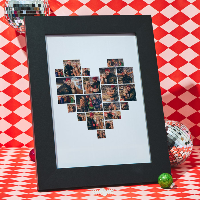 Multi Photo Upload Framed Print - Christmas Photo Heart