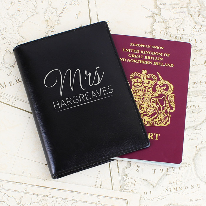 Personalised Mr & Mrs Black Passport Holders