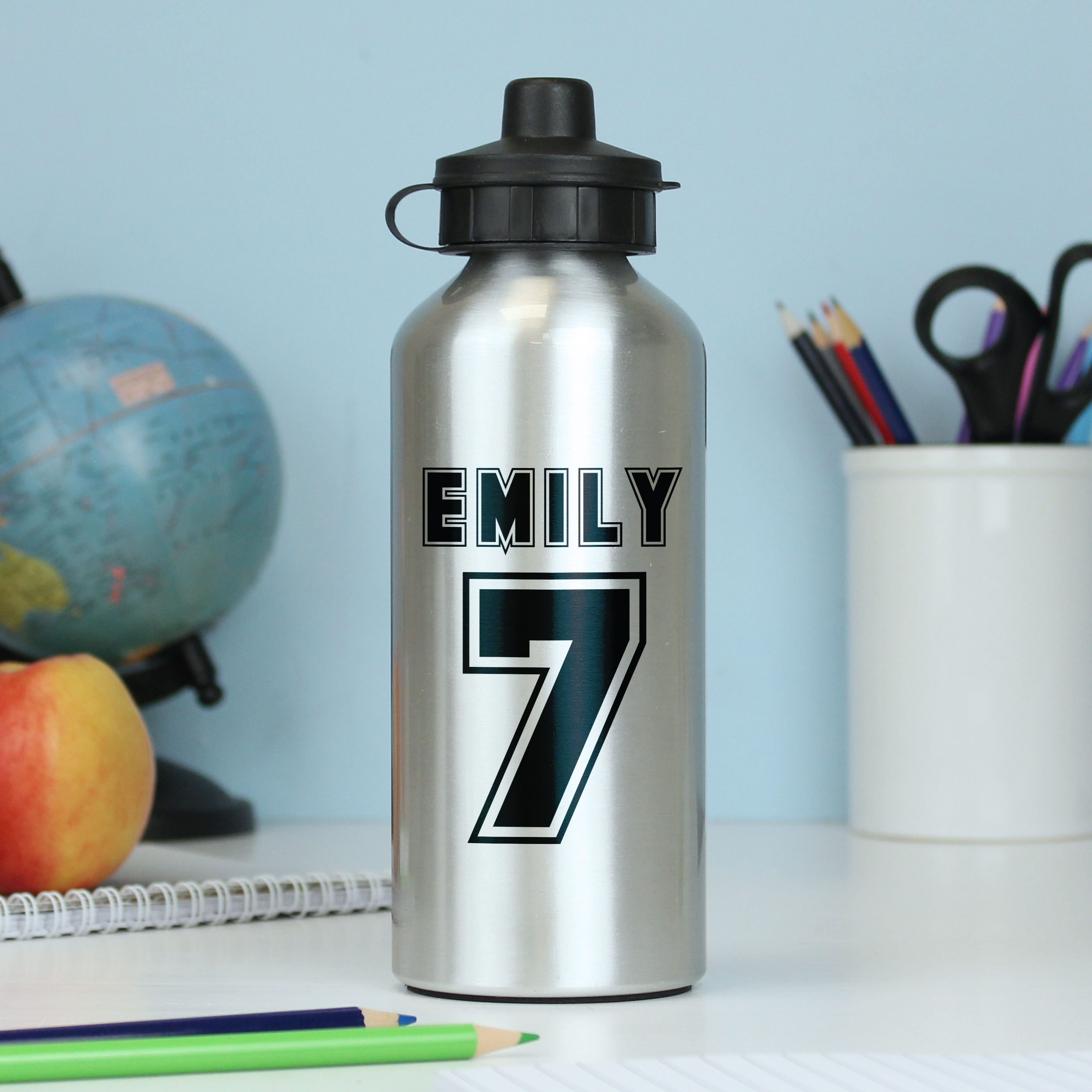 Personalised Sports Number Silver Drinkware