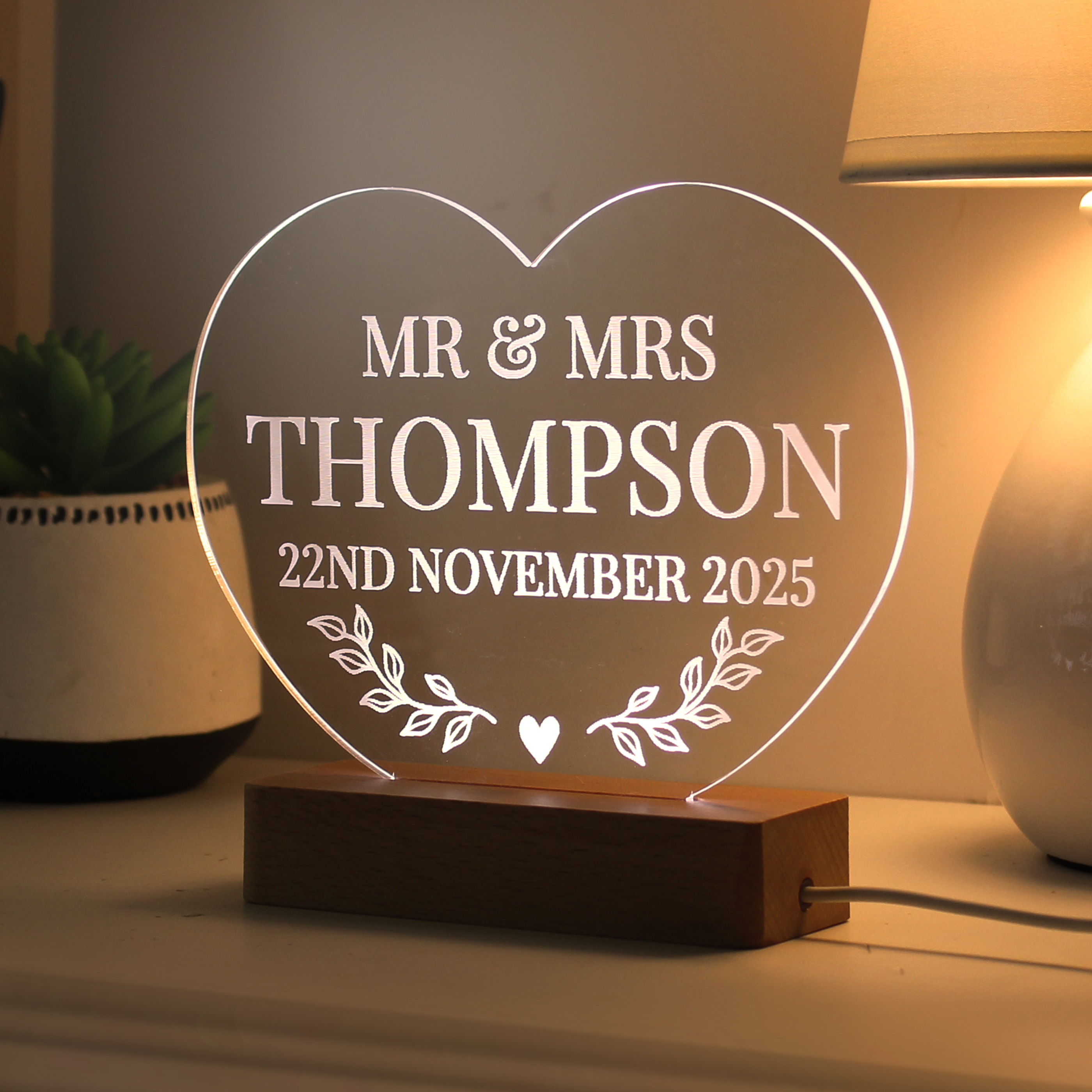 Personalised Heart Shape LED Light