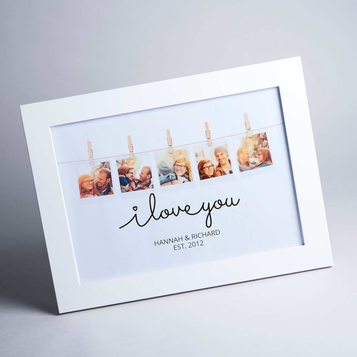 Photo Upload Framed Print - I Love You Polaroid