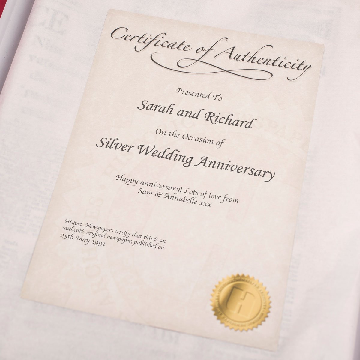 Original Newspaper Silver Wedding Anniversary