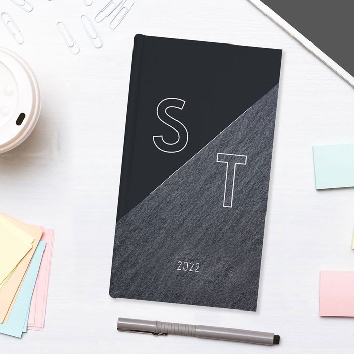 Personalised Slim Diary - Charcoal Initials