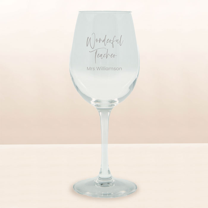 Personalised Engraved Wine Glass - Wonderful Teacher