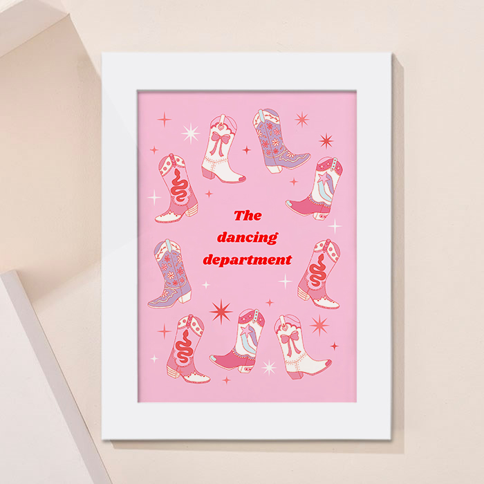 Personalised Pink Country Cowboy Boots Framed Print